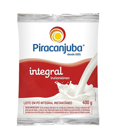 imagem do produto Leite Em Pó Piracanjuba Integral Instantâneo 400g - PIRACANJUBA